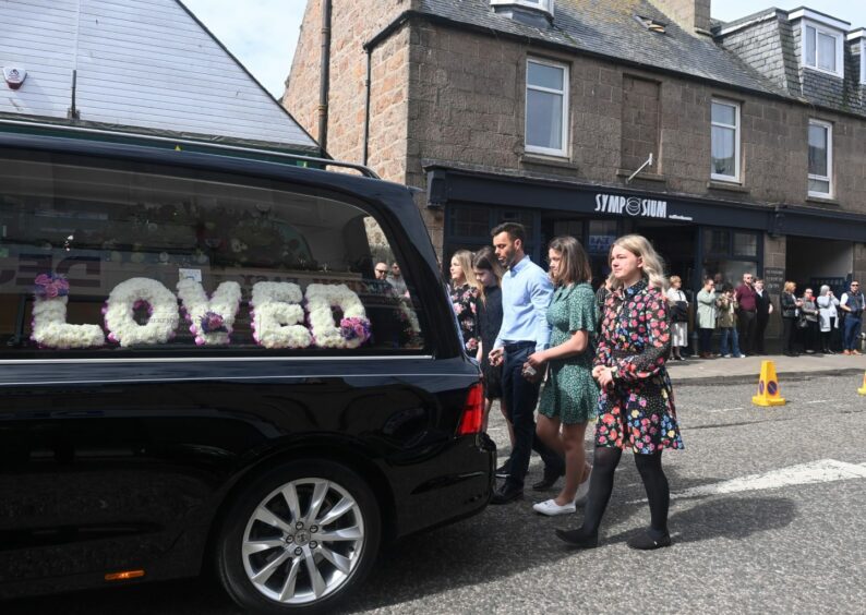 Paul Haggath and his daughters followed the hearse through the streets of Peterhead