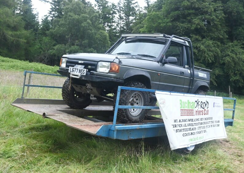 One of the vehicles being taken to the site at Kincardine Castle Estate.