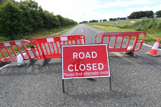 The A920 Ellon to Oldmeldrum road is shut following the crash near Udny. Picture by Chris Sumner/ DC Thomson.