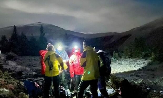 Cairngorm Mountain rescue team battled arduous conditions in the Cairngorms on Saturday to locate a number of missing walkers. Image: Cairngorm Mountain rescue team