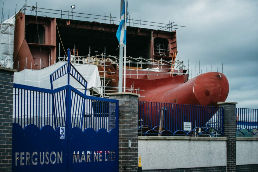 Hull of 802 new ferry in construction.