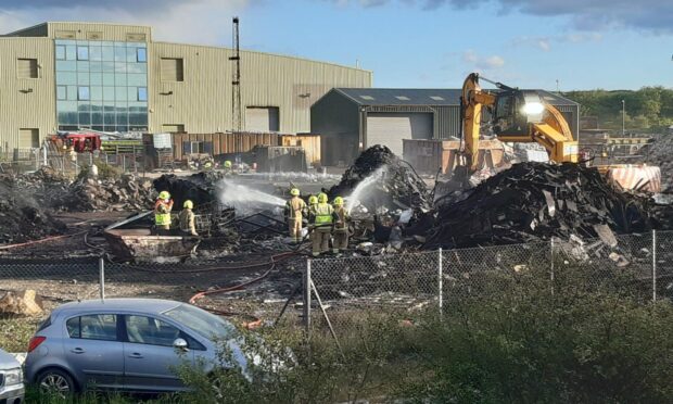 About 40 firefighters were called to the blaze at Creed Park industrial yard in Stornoway on Saturday. Pic: SFRS Western Isles Group Commander