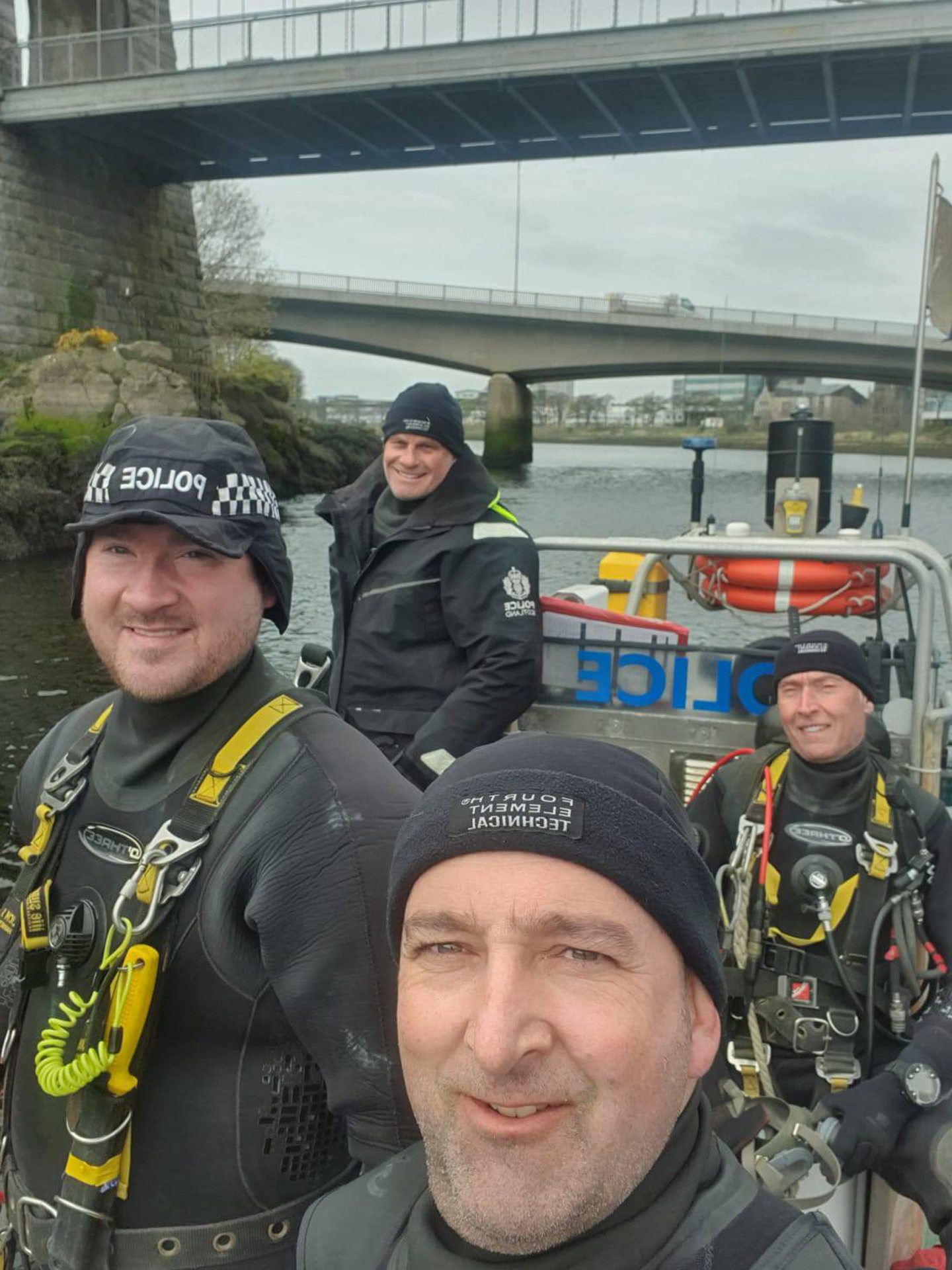 Police Scotland Dive Marine Unit on a police boat.