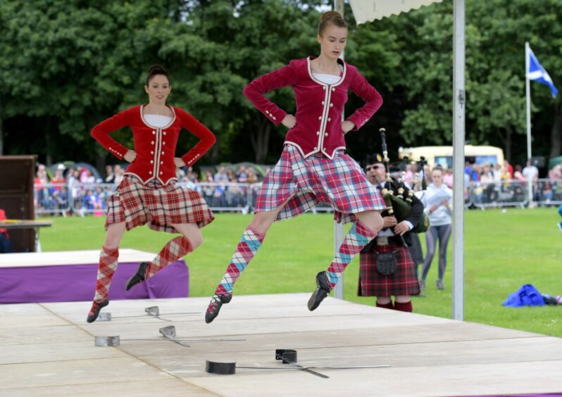 Highlands dancers performing at the Aberdeen Highland Games.