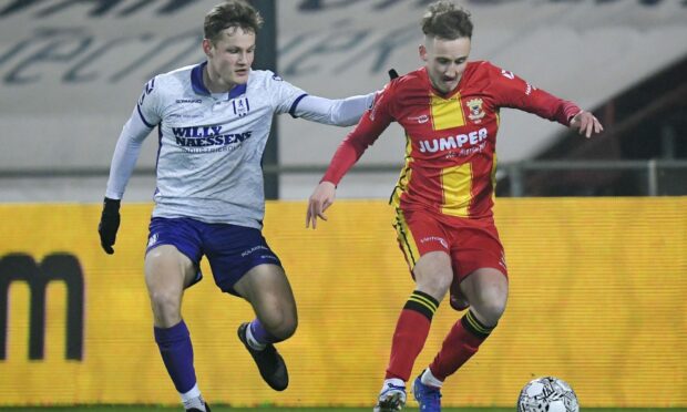 Frank Ross, right, in action for Go Ahead Eagles against RKC Waalwijk. Photo by Hollandse Hoogte/Shutterstock (12762475j)