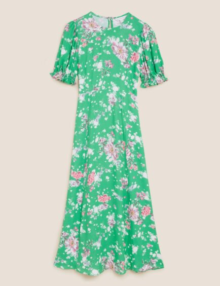 Ghost floral midi dress available to rent from £14 at Hirestreet.