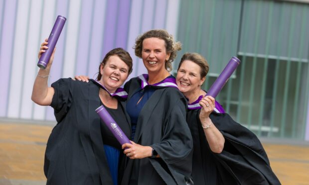 BA Childhood Practice graduates Gillian Morrison of Inverness, Cat Mackenzie from Kirkhill and Margaret Smith of Nairn