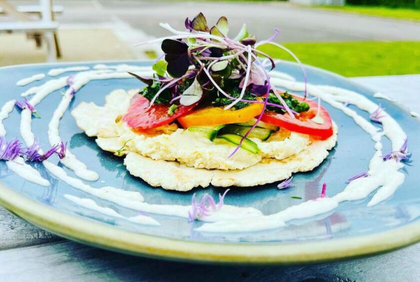 Heirloom tomato and cucumber salad at Green Pastures Cafe.