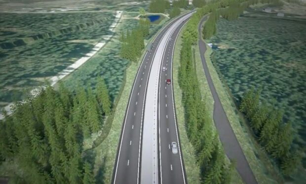 A visualisation of the A9 dualling project between Tomatin and Moy.