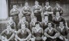 A black and white photo of the Highland RFC players from mid 1960s.