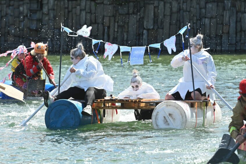 Fun in the water at the Traditional Boat Festival in Portsoy.