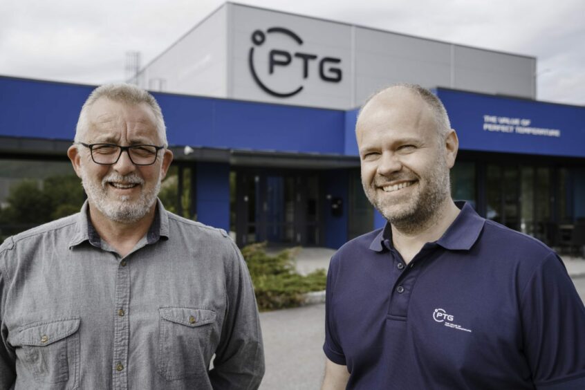 Mr Ramsey and Johnny Valle, sales and market director for marine and industry, PTG. at the company's factory in Malmefjorden on the west coast of Norway.