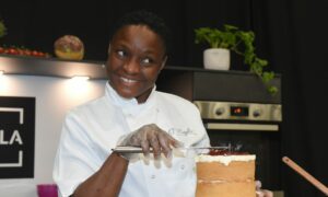 Oyin Adekola shows off her culinary skills.