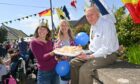 Platinum Jubilee street party, Johnshaven: Turrid Reppe, JP Molland and Bruce Molland. Picture Kath Flannery/DCT