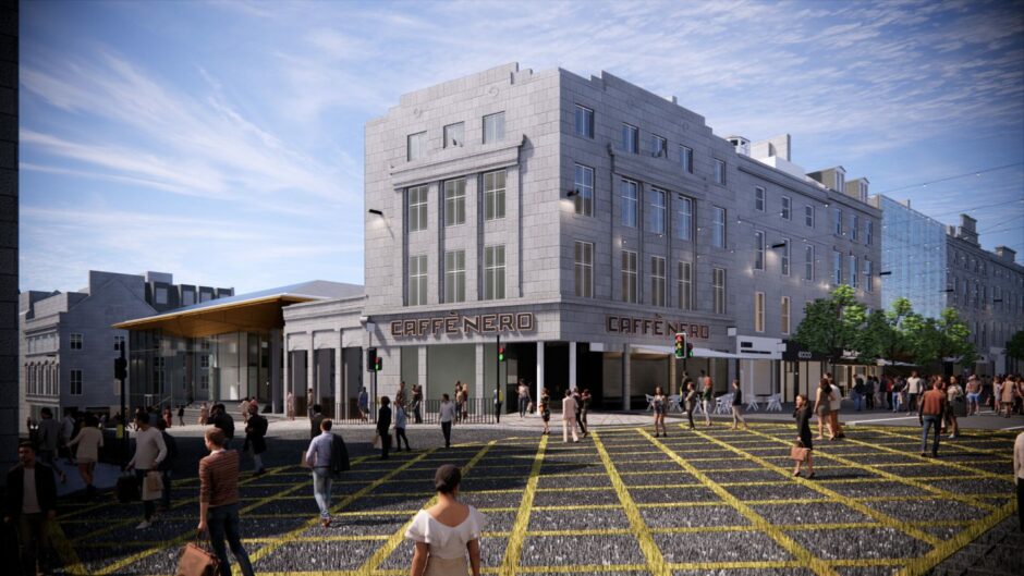 An Aberdeen City Council image of how the new market could look on a pedestrianised Union Street. The UK Government has put £20m towards the project.