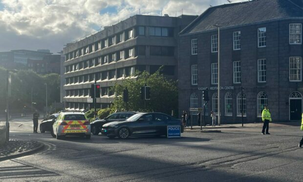 Police in attendance at an incident in King Street, Aberdeen. Picture by DC Thomson.
