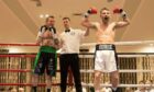 Inverness City ABC's George Stewart, right, celebrates his win over Birmingham's Paul Holt.