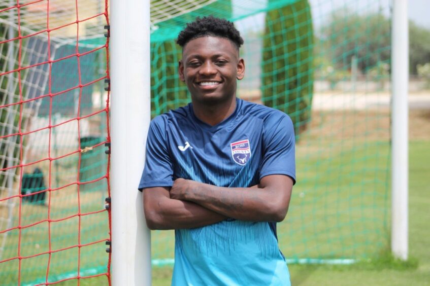 Kazeem Olaigbe at Ross County's pre-season training camp in Verona, Italy, after joining on loan from Southampton.