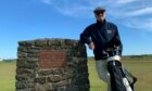 Golf historian Stephen Proctor visiting Prestwick golf course, one of the 18 courses in the Old Tom Morris Trail. Supplied by Bonnie Wee Golf.