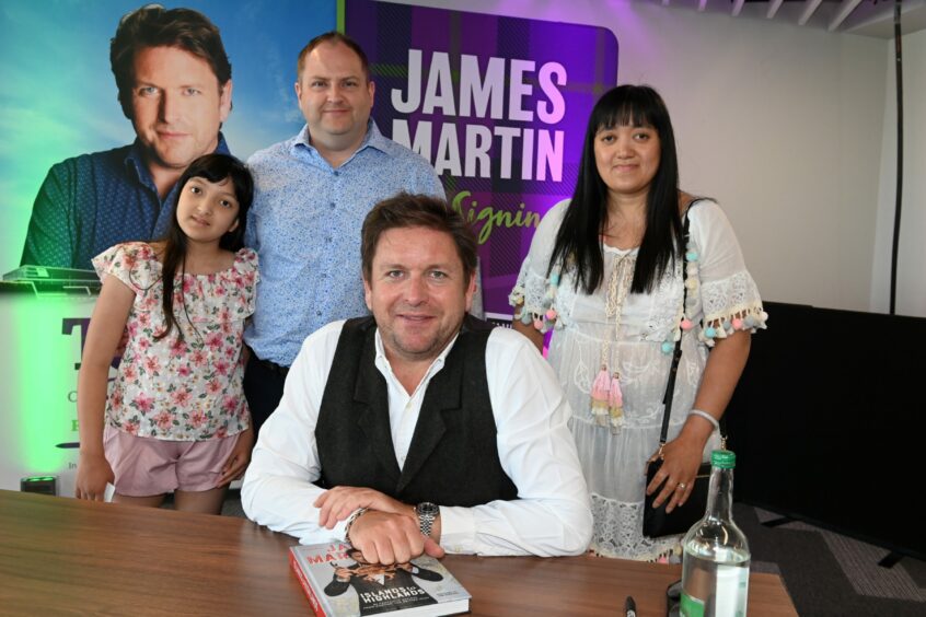 James Martin at his book signing at Taste of Grampian with festivalgoers.