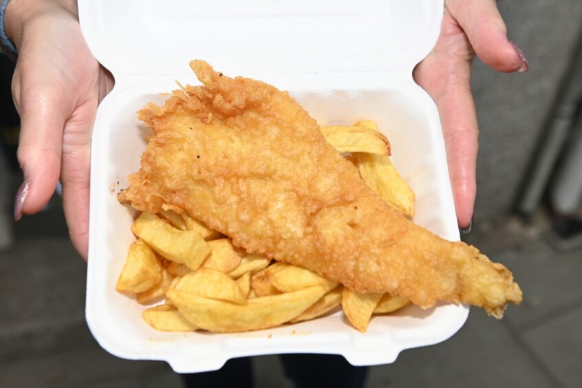 The Carron Fish Bar's fish and chips.