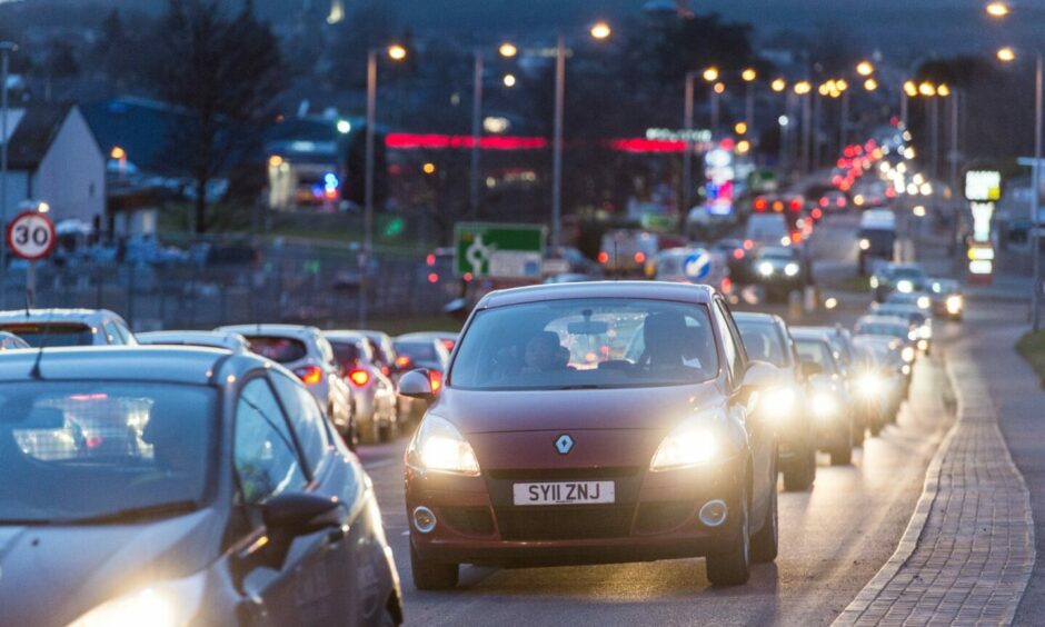 Traffic on A96 in Elgin 