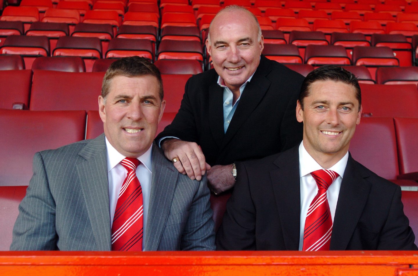Willie Miller with the new Dons management team Mark McGhee (left) and his assistant Scott Leitch.