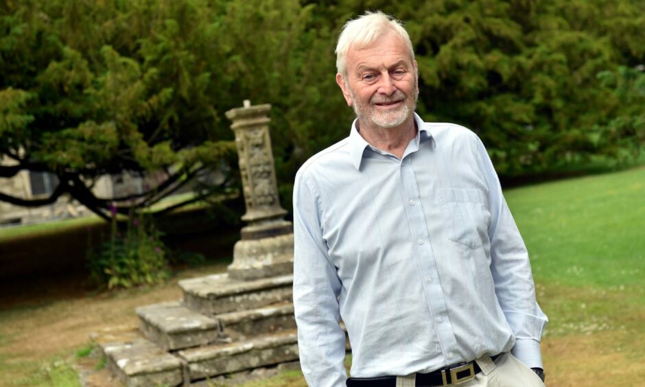 Alan Cameron, board member of the Ellon Gardens Castle Trust, when he was awarded funding by the Mushroom Trust to pay for the restoration of two 17th century sun dials.