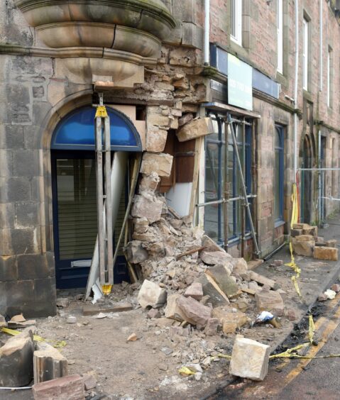 The building after it was hit by a car last January