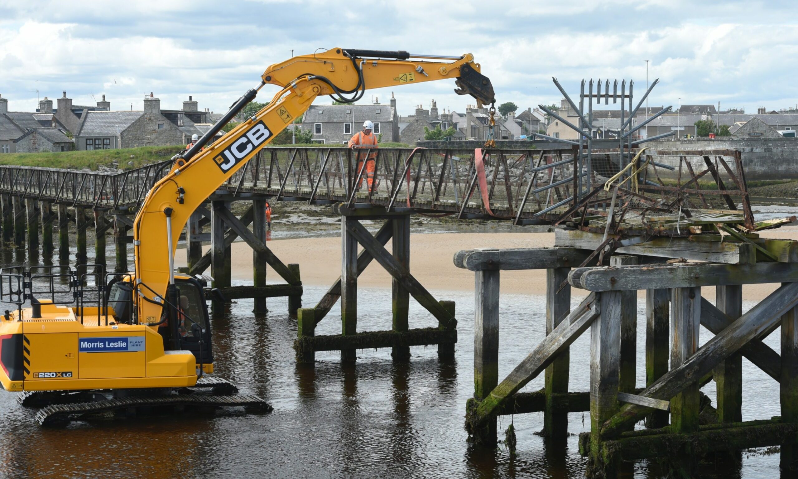 Old Lossiemouth bridge being demolished. 
