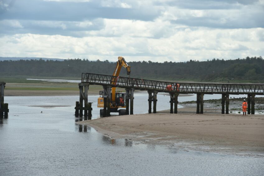 Lossiemouth bridge being deconstructed
