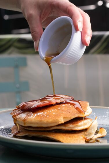 Syrup and pancakes