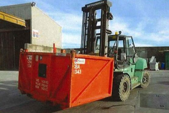 The forklift immediately after the accident. Picture: Crown Office and Procurator Fiscal Service (COPFS).