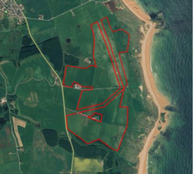 The red outline shows the proposed site of the new solar farm