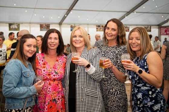 Kimberley Wilson, Emma McCombie, Claire Duncan, Christina Hardy and Mairi Reid, from Stonehaven at the Midsummer Beer Happening in the town. Image: Wullie Marr/ DC Thomson