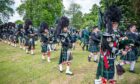 Mass pipe band at the Oldmeldrum Highland Games. Picture by Wullie Marr.