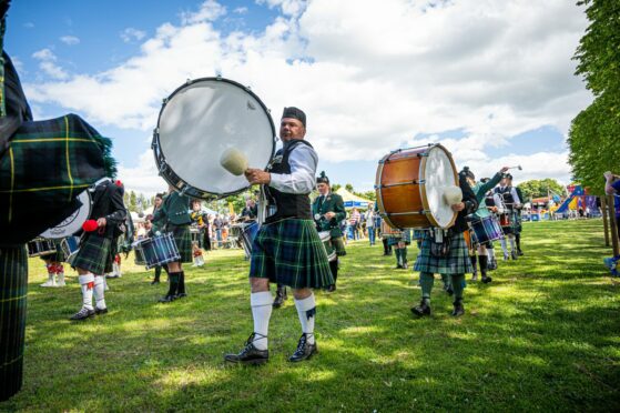 The sound of bagpipes were heard as the games returned for the first time since 2019. Picture by Wullie Marr / DC Thomson.