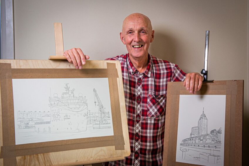 Gordon McLeman and two of his sketches
