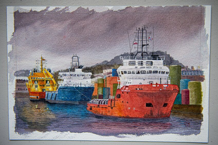 Gordon McLeman's watercolour of boats