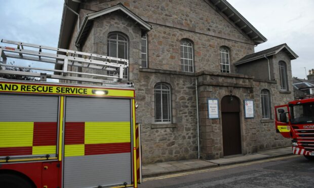 Two appliances were called to attend the fire at Woodside Parish Church. Picture by Wullie Marr.