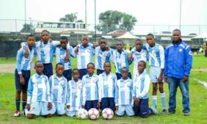Westdyke Community Club donated kit to a youth football team, pictured, in Lagos, Nigeria.