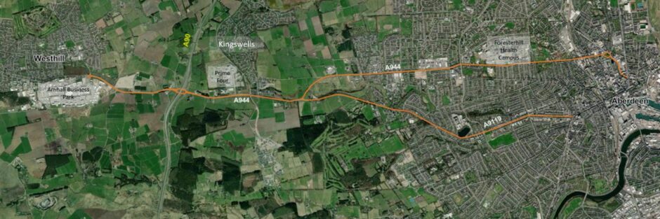 A944 Aberdeen to Westhill Route