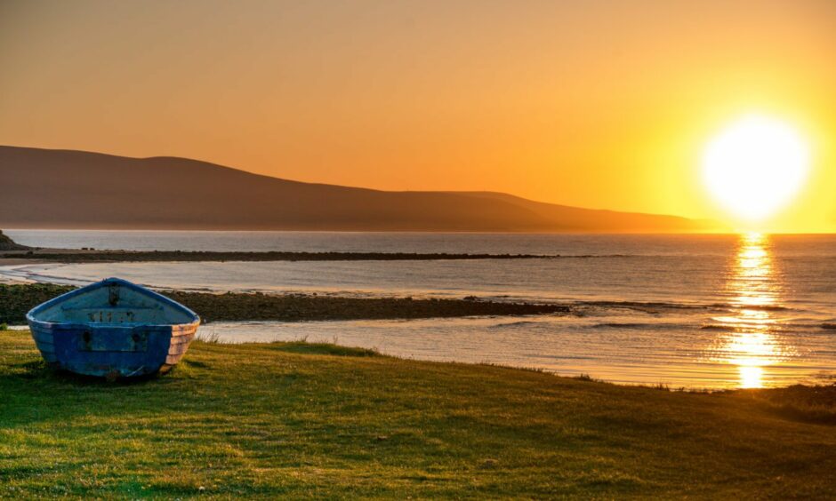 Brora Beach at sunset.