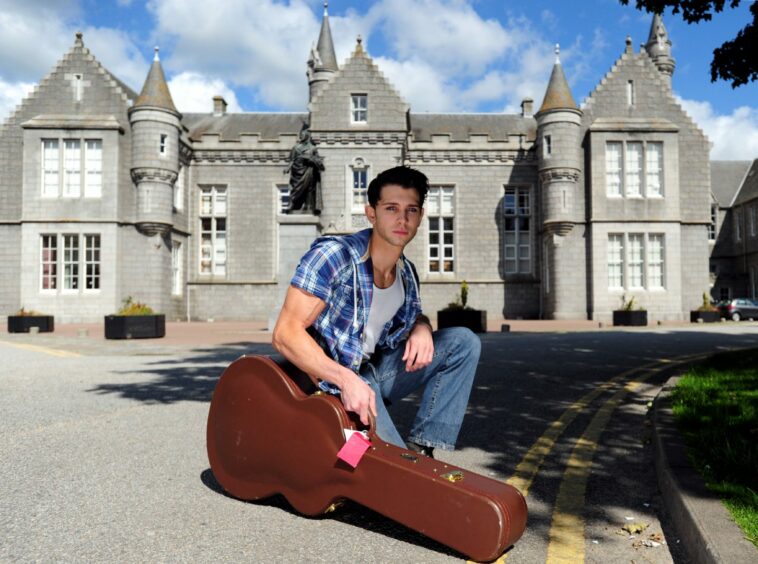 Former Spandau Ballet singer Ross Davidson outside Aberdeen Grammar School.