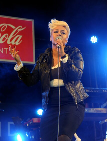 Aberdonian Emeli Sande performs at the Olympic torch relay in 2012.