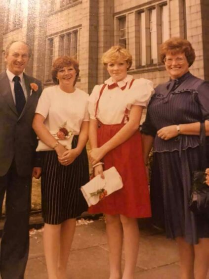 Captured in the 80s, George and Margaret Bremner are pictured with their daughters.