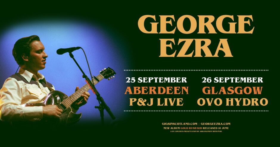 George Ezra's Scottish arena dates: 25th September at P&J Live in Aberdeen and 26th September at OVO Hydro in Glasgow