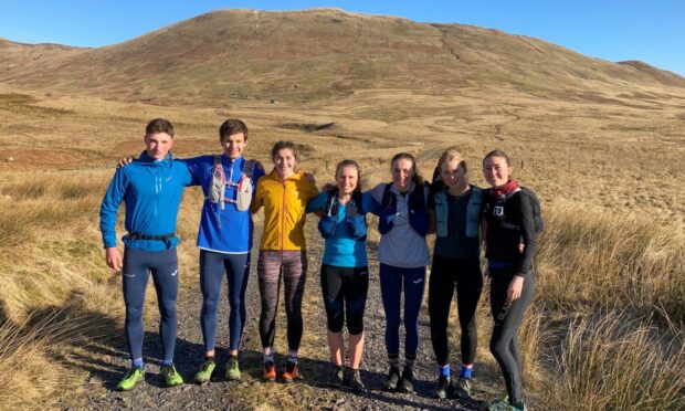 Kirsty Dickson, far right, with members of the Scotland hill running team.
