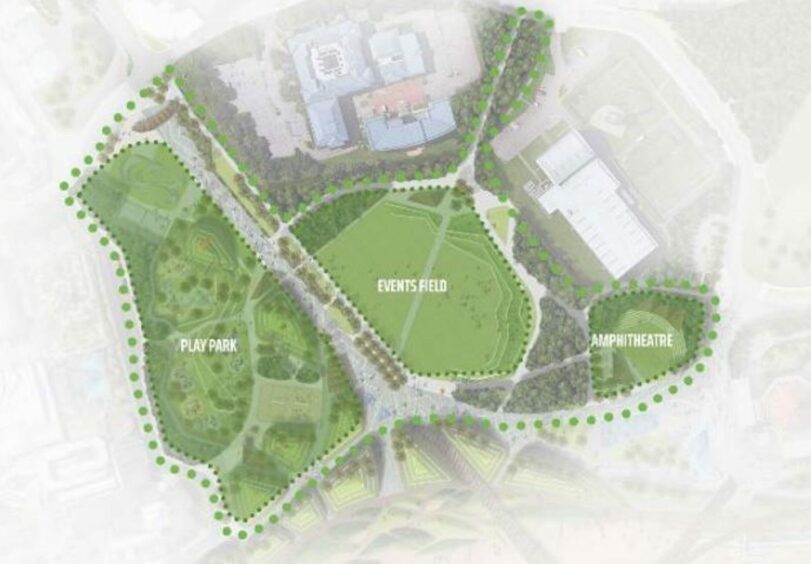 Here we can see how the play park and events field would be linked under the plans.