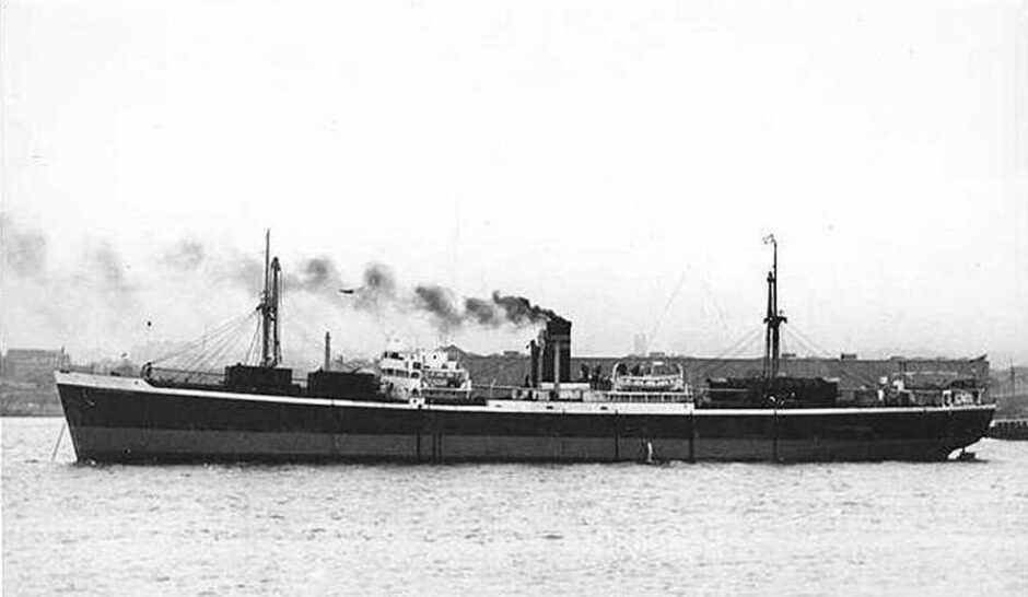 A black and white photo of a ship.